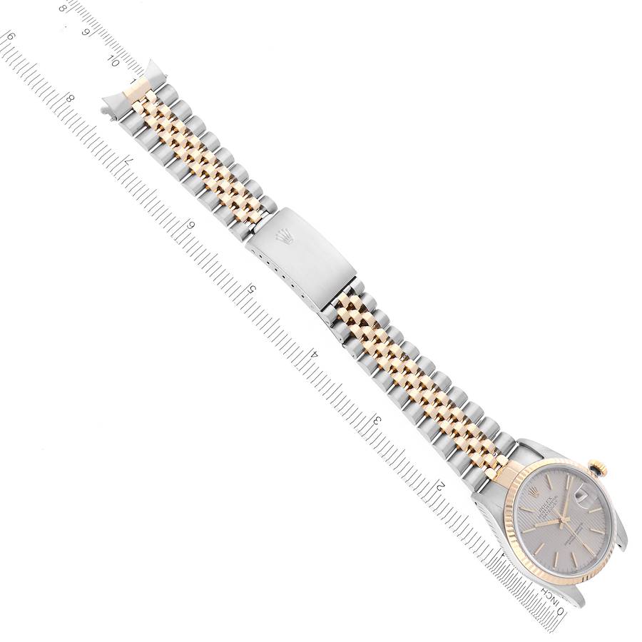 Rolex Datejust 36 Steel Yellow Gold Silver Tapestry Dial Mens Watch 16233