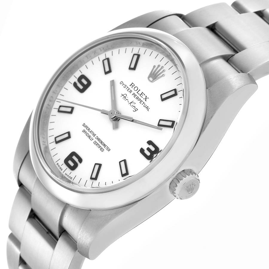 Rolex Air King 34mm White Dial Steel Mens Watch 114200