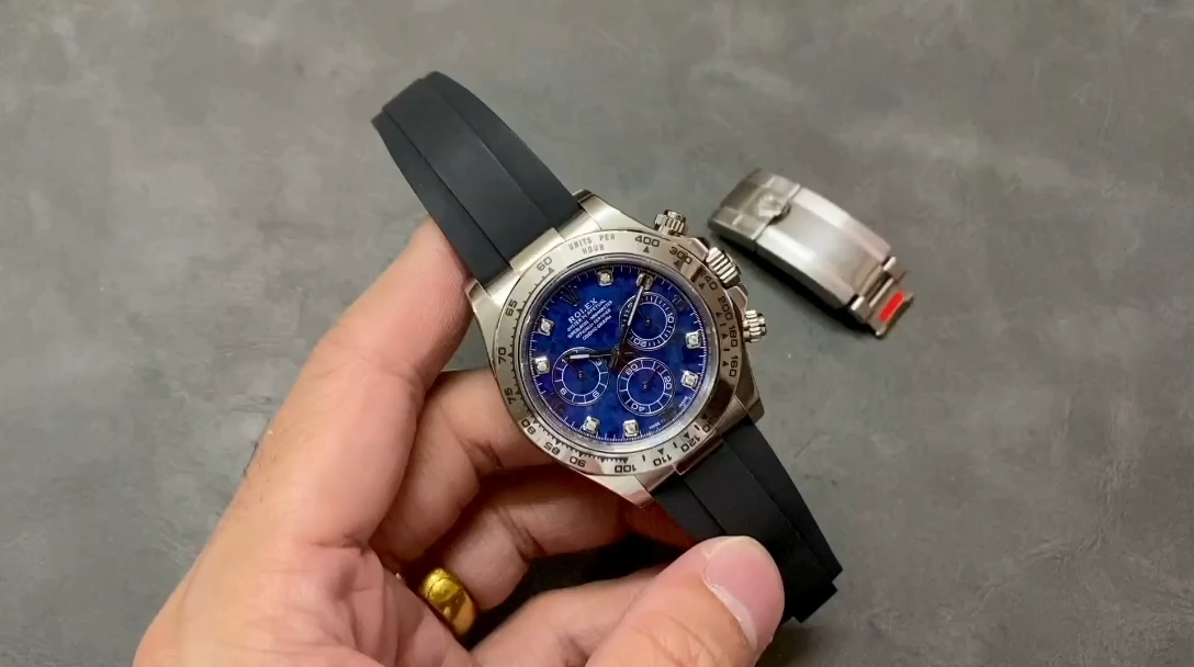 Rolex Daytona 116519 White Gold Blue Garnet Disc Diamond Marking Men's Watch