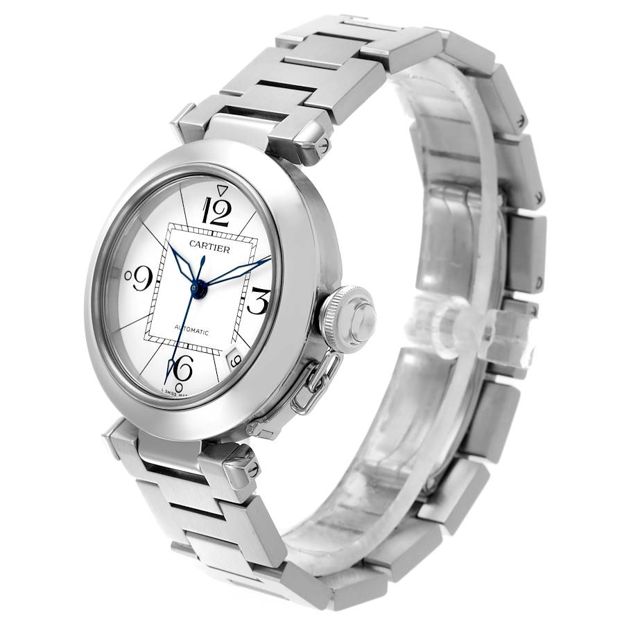 Cartier Pasha C Midsize White Dial Automatic Steel Mens Watch W31074M7