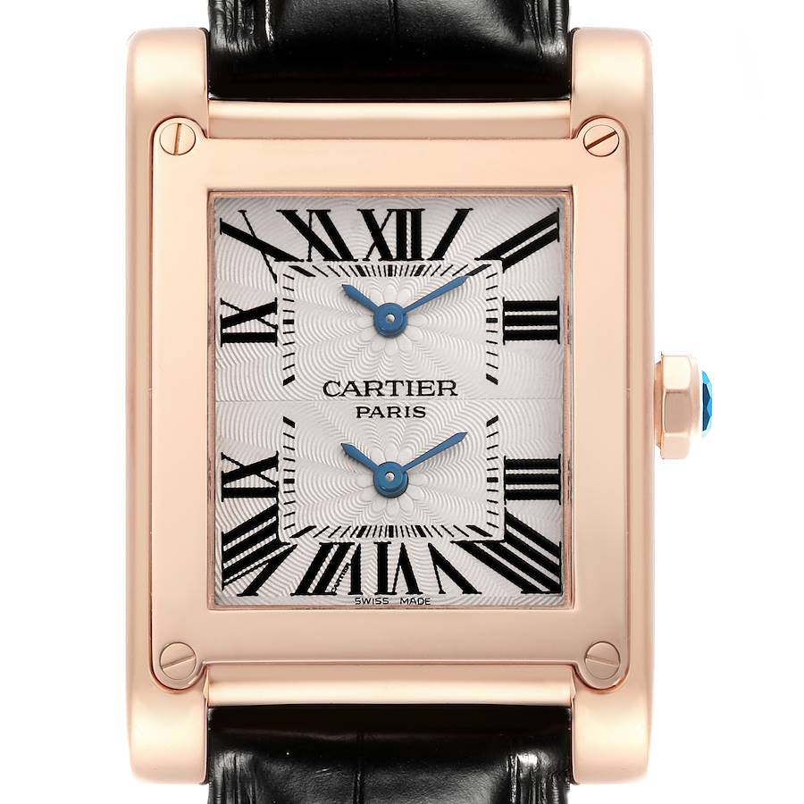 Cartier Tank a Vis Dual Time Rose Gold Mens Watch W1537651