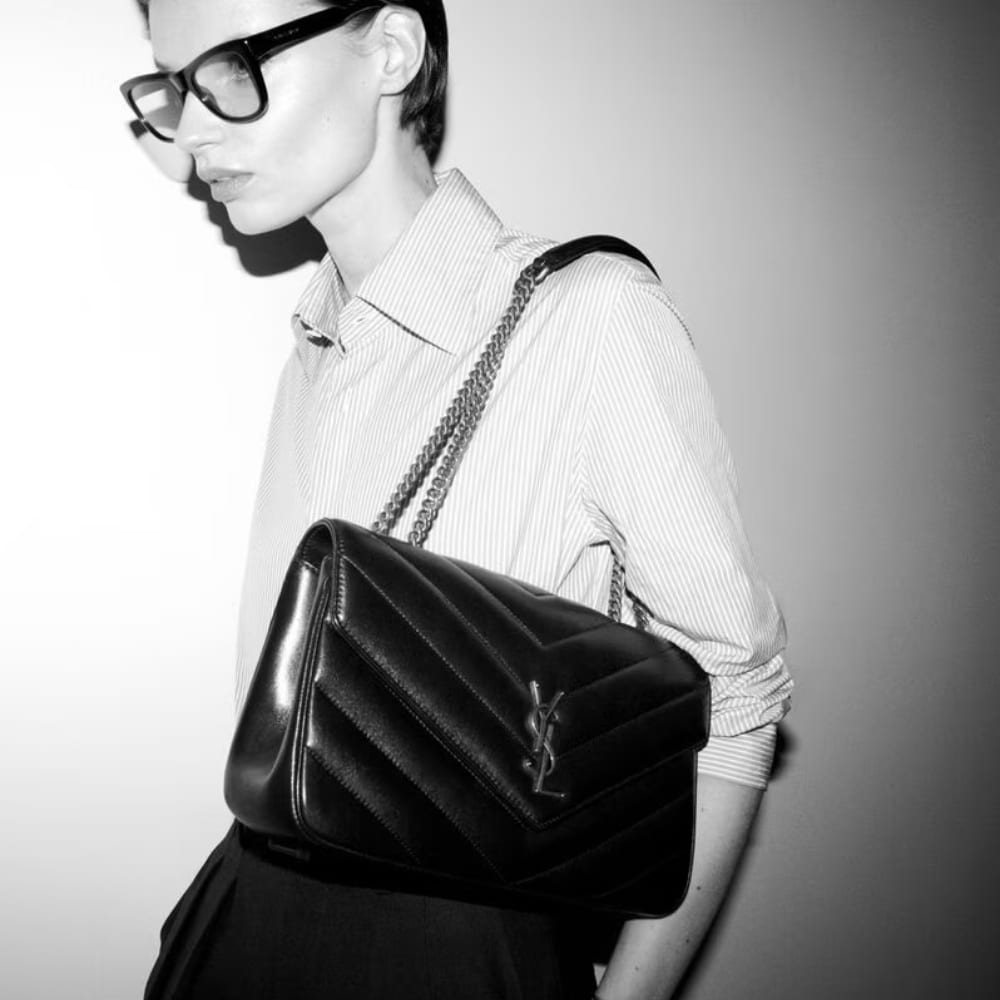 Saint Laurent Loulou Medium Chain Bag Black 29cm 801439aaeax1000