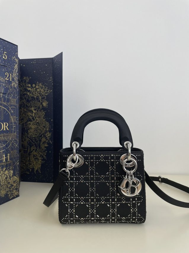 Replica Lady Dior Mini Satin Black
