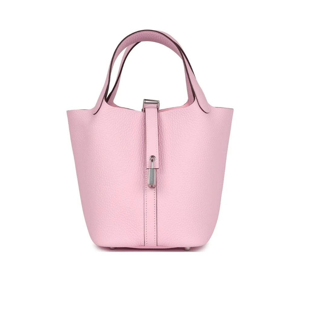 Hermes Picotin 18 Clemence Silver Hardware Rose Sakura 18Cm