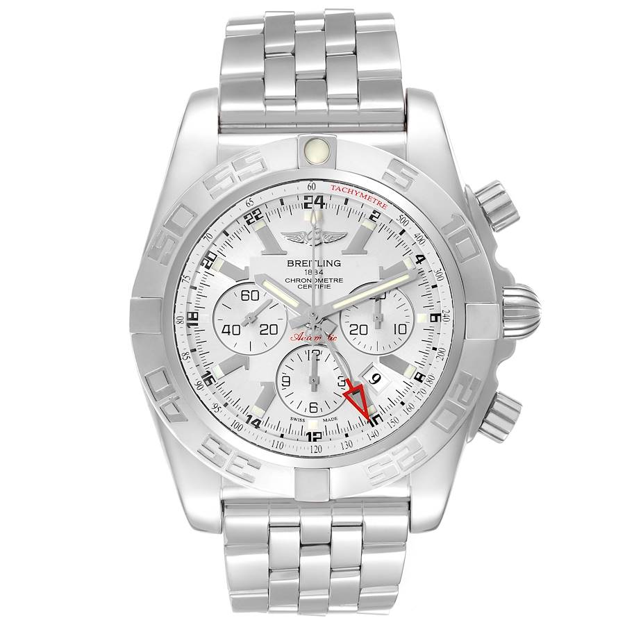 Breitling Chronomat GMT Steel Silver Dial Mens Watch AB0410