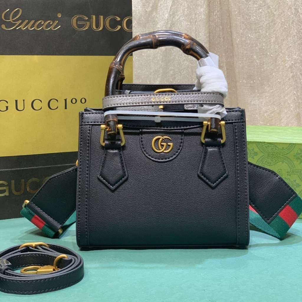 Gucci Diana Small Tote Bag Black Leather 20cm ‎702732 U3ZDT 1073
