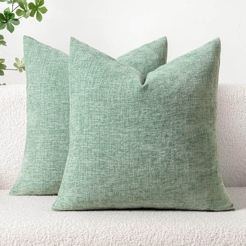 Soft Chenille Solid Dyed Pillow Covers (Pack of 2)