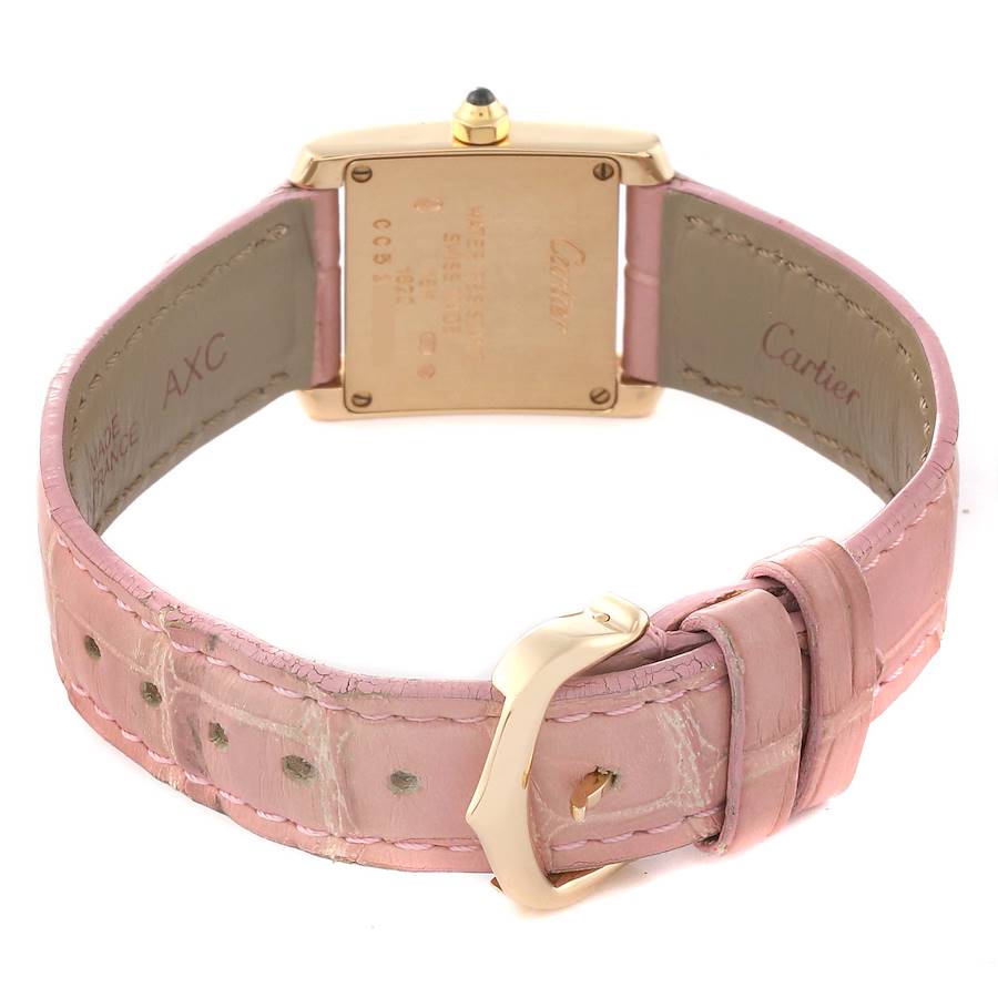 Cartier Tank Francaise Yellow Gold Pink Strap Ladies Watch W5000256