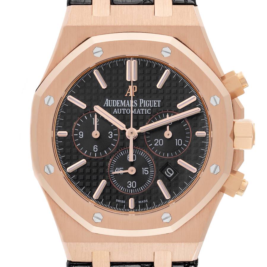 Audemars Piguet Royal Oak Rose Gold Black Dial Mens Watch 26320OR