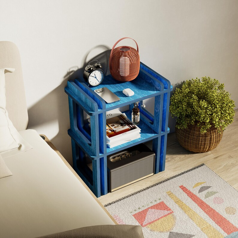 Birch Plywood Nightstand with Shelves