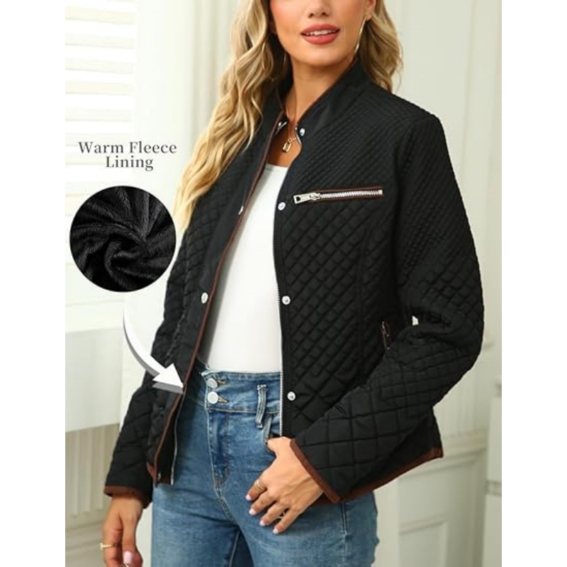 Women's Stand Collar Lightweight Quilted Puffer Jacket