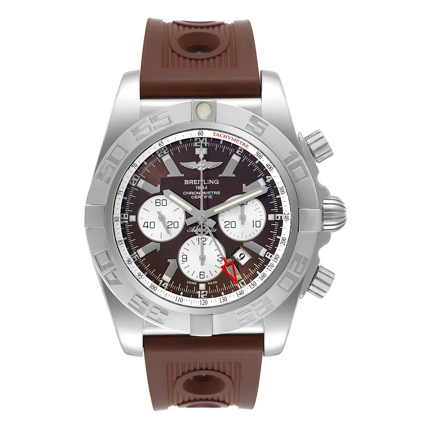 Breitling Chronomat GMT Steel Brown Dial Mens Watch AB0410