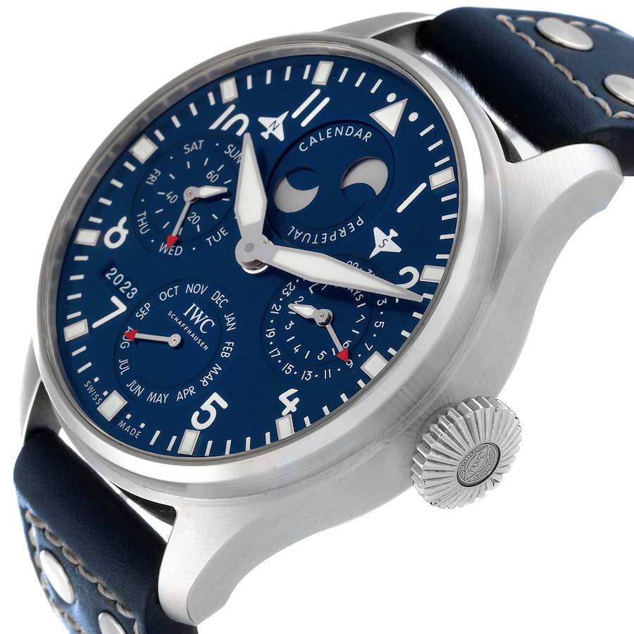IWC Pilot Perpetual Calendar Blue Dial Steel Mens Watch IW503605