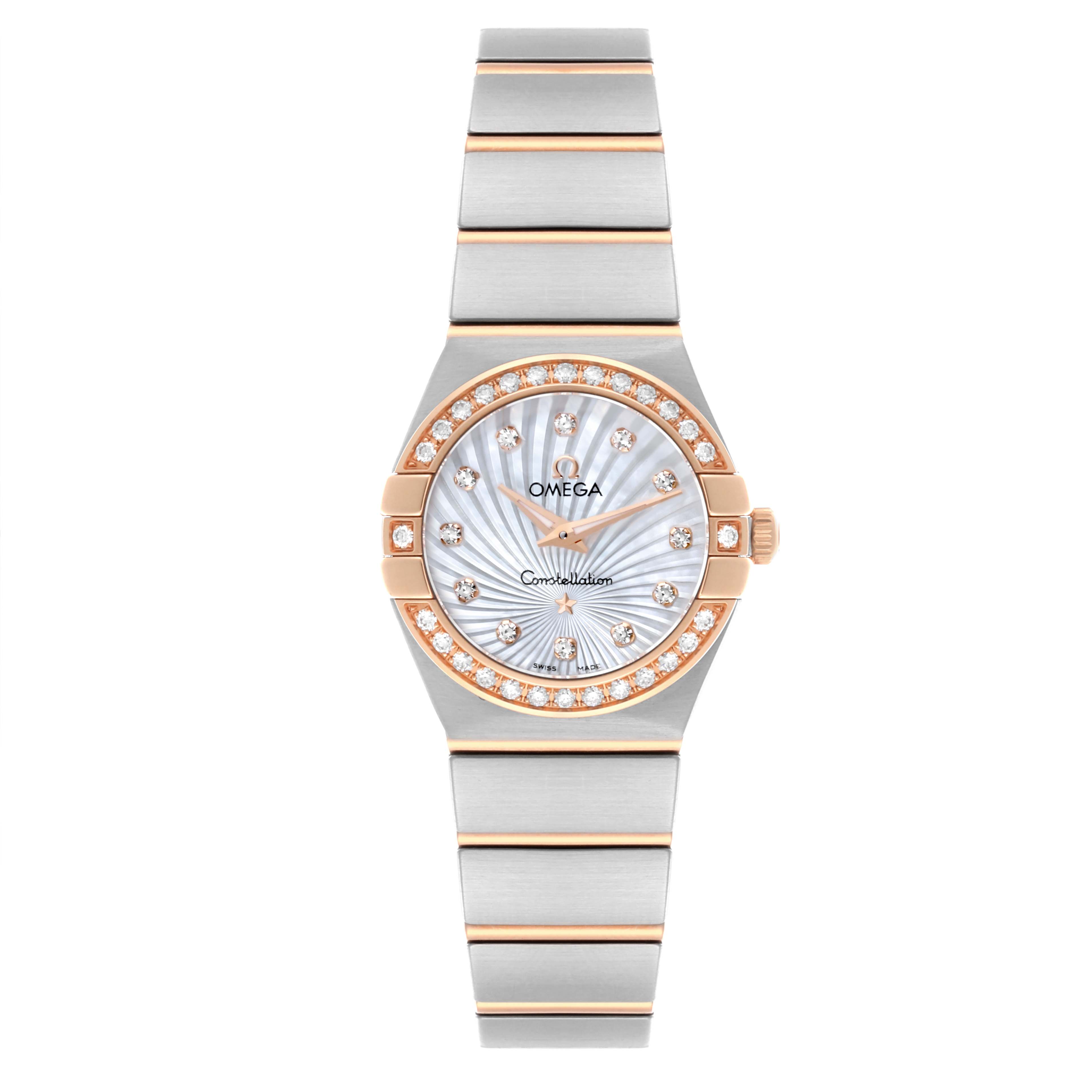 Omega Constellation Steel Rose Gold Diamond Watch 24.0 MM 123.25.24.60.55.002