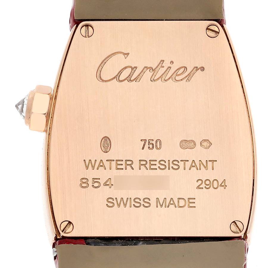 Cartier La Dona Rose Gold Diamond Red Strap Ladies Watch WE600651