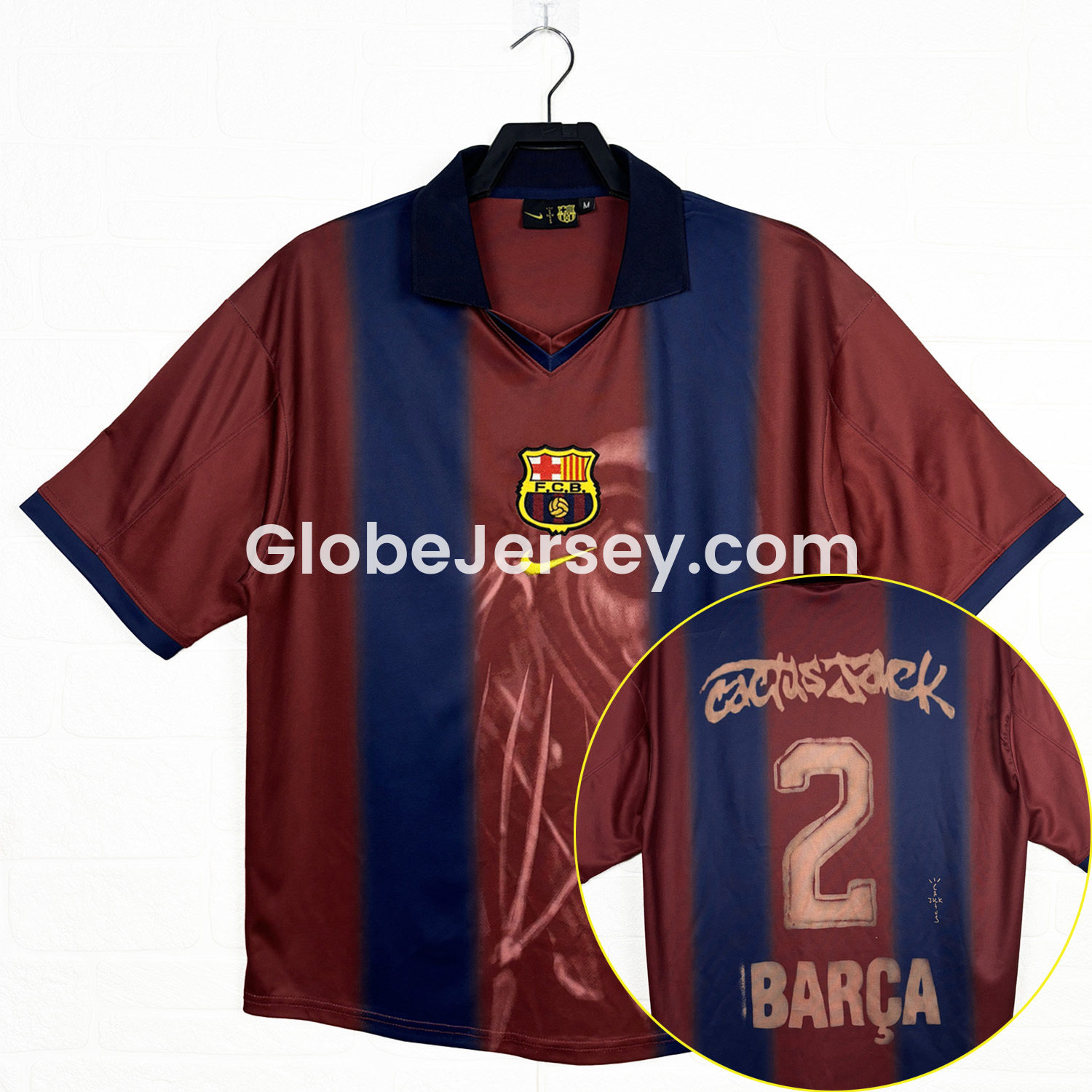 Barcelona x Travis Scott 2000-01 Home Retro Style Skeleton Jersey With Back Printing - Fans Version