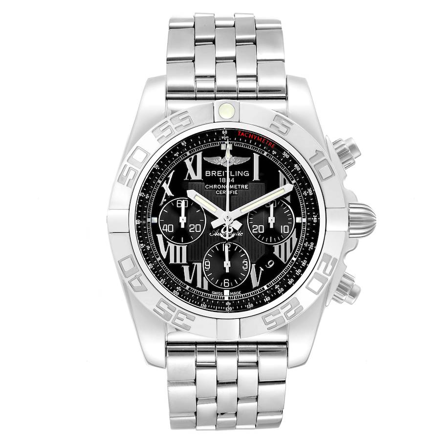 Breitling Chronomat 01 Black Dial Chronograph Steel Mens Watch AB0110
