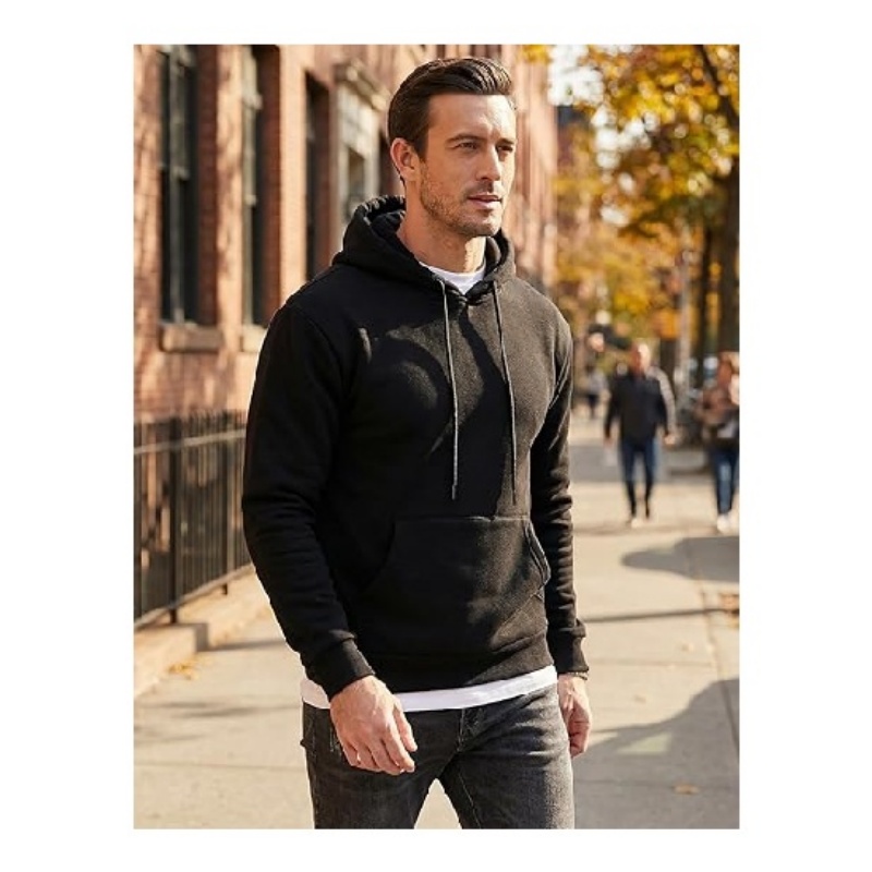Mens Casual Cotton Hooded Drawstring Pullover Hoodies Sweatshirts