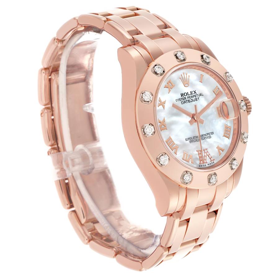 Rolex Pearlmaster Mother Of Pearl Dial Everose Diamond Ladies Watch 81315