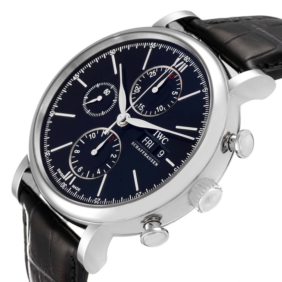 IWC Portofino Steel Black Dial Chronograph Mens Watch IW391008