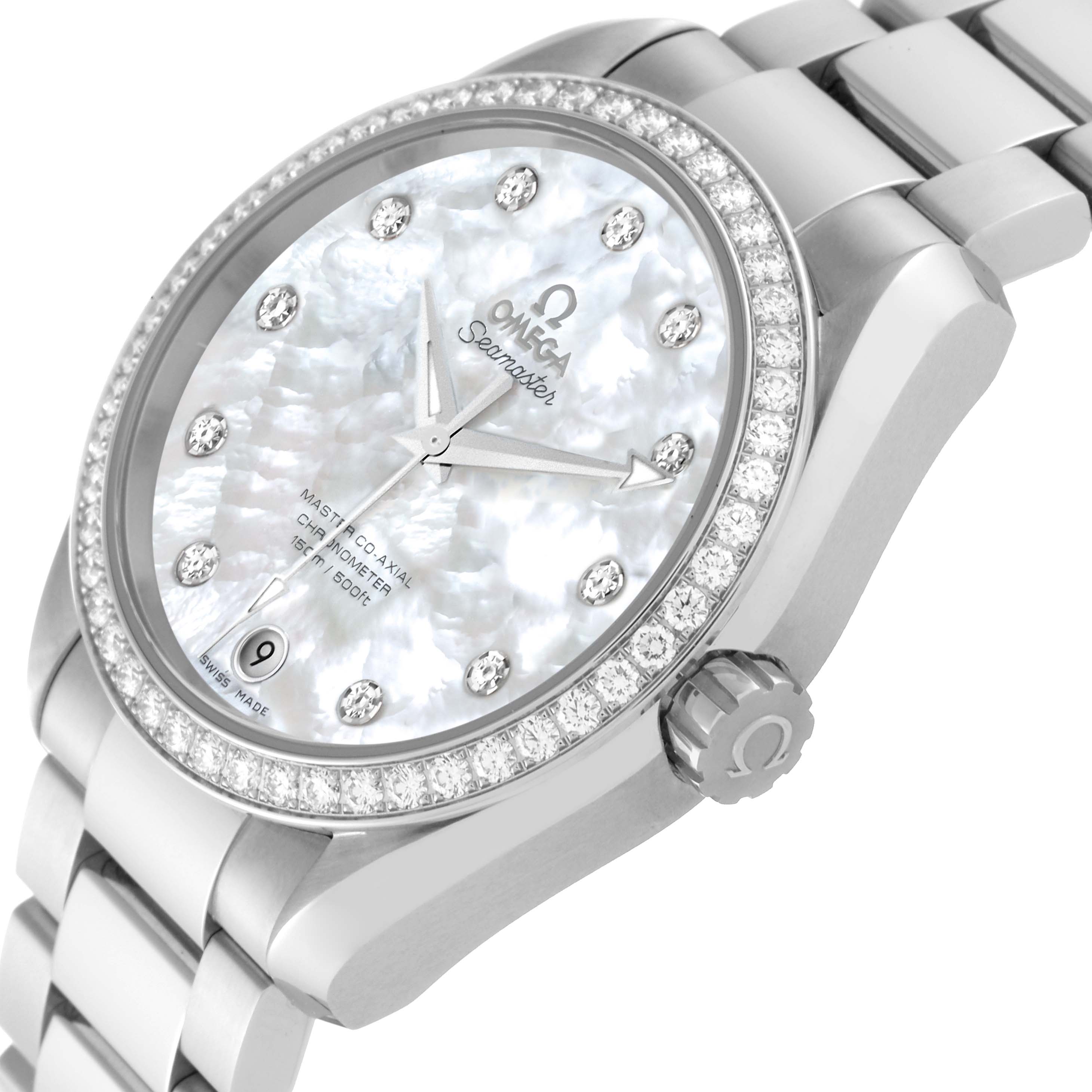 Omega Aqua Terra Mother of Pearl Diamond Steel Ladies Watch 38.0 MM 231.15.39.21.55.001