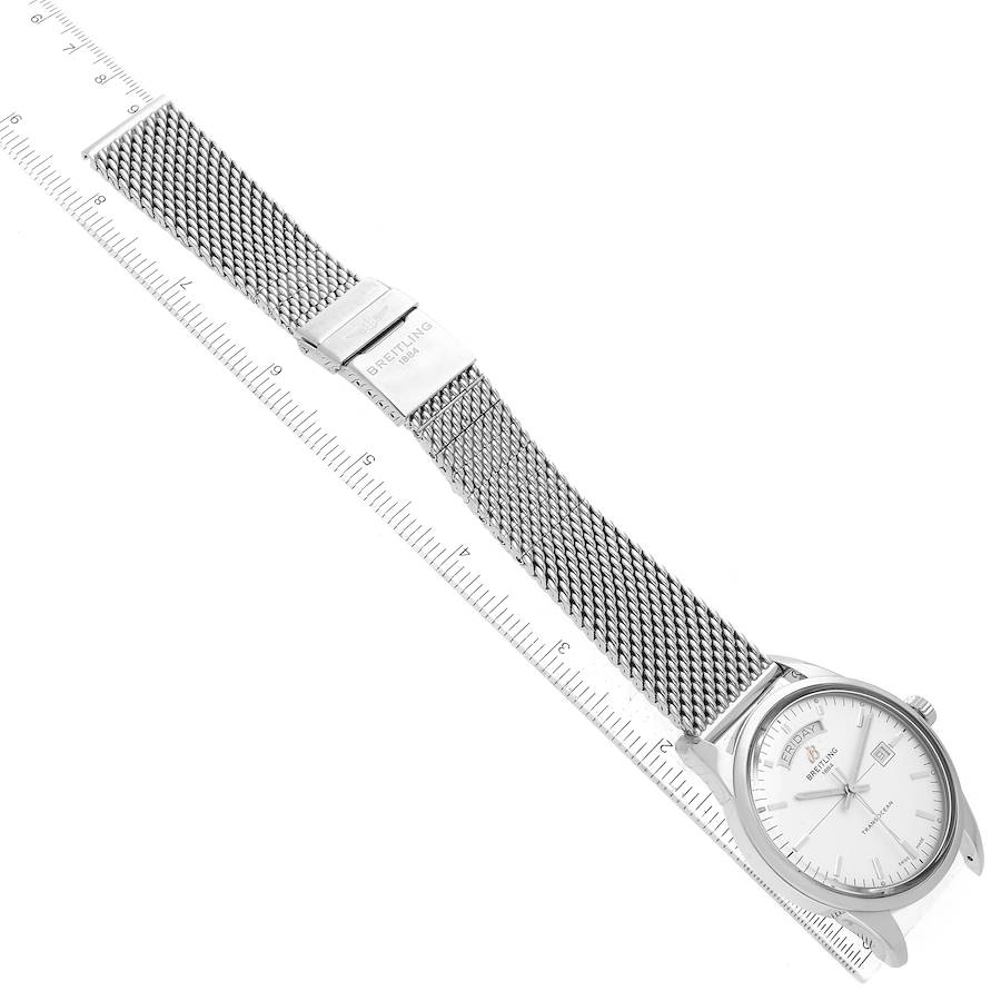 Breitling Transocean Silver Dial Mesh Bracelet Steel Mens Watch A45310