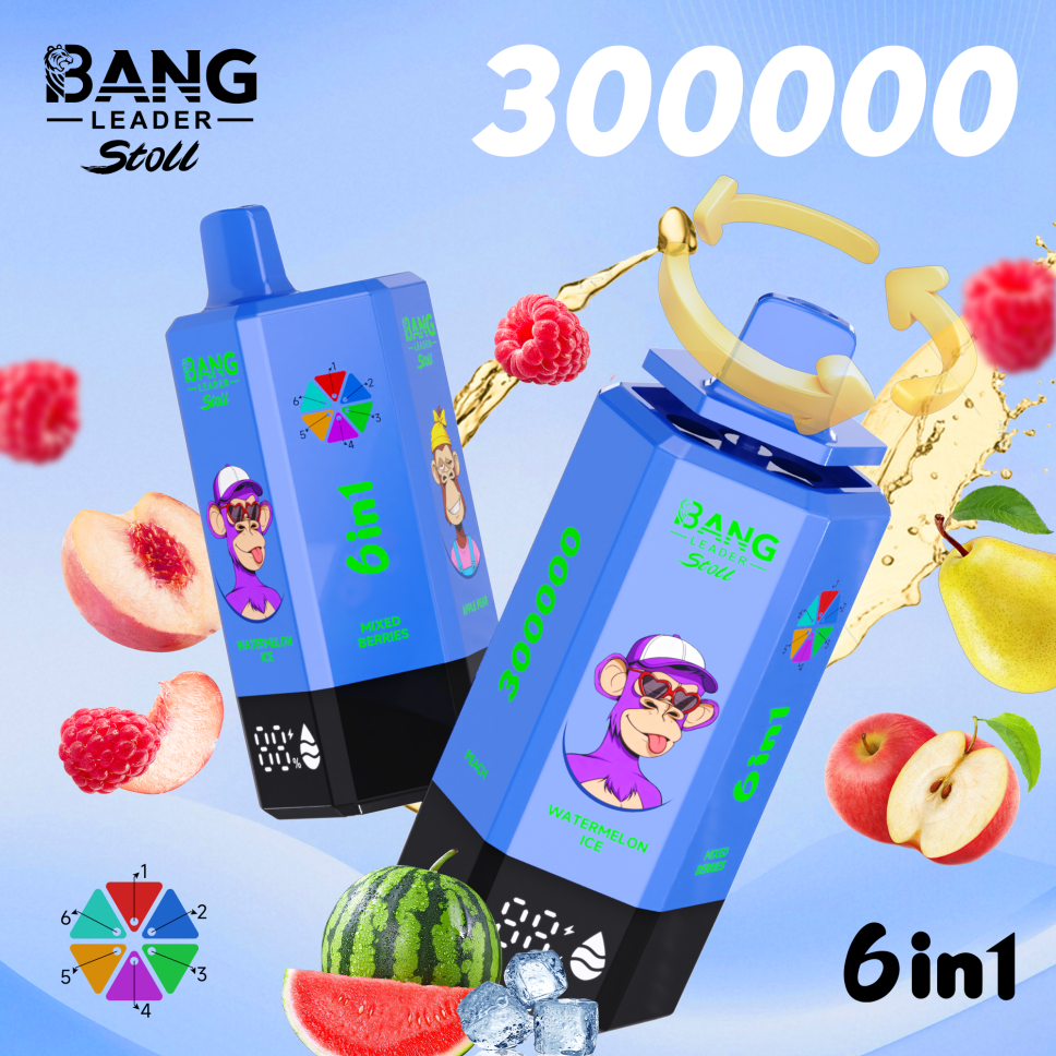 Bang Leader Stoll 300K Puffs 6-in-1 Prefilled Vape Device - 6 Flavours, Rechargeable, 650mAh