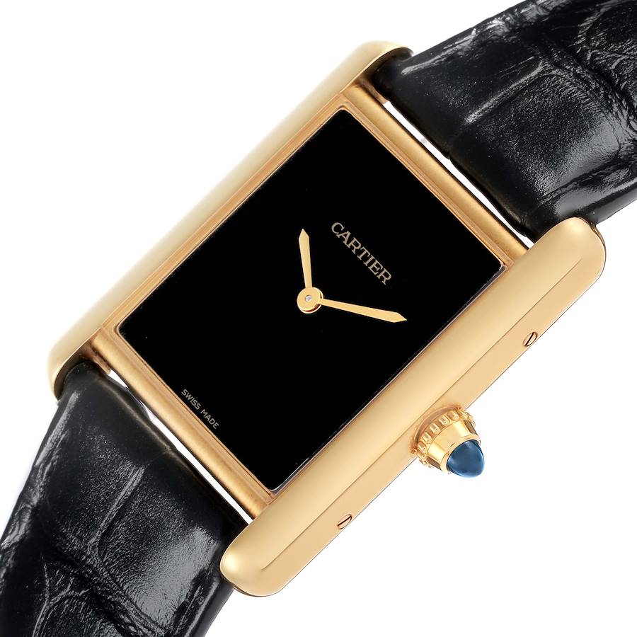 Cartier Tank Louis Large Yellow Gold Black Dial Mens Watch WGTA0091