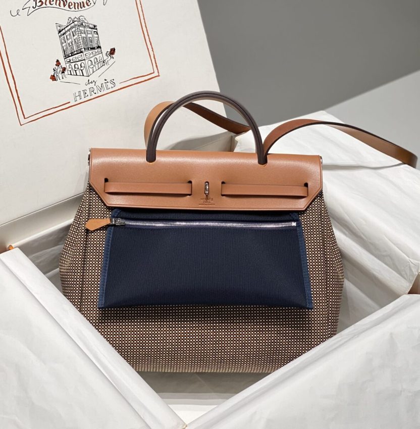 Replica Hermès Herbag 31Cm Brown Plaid
