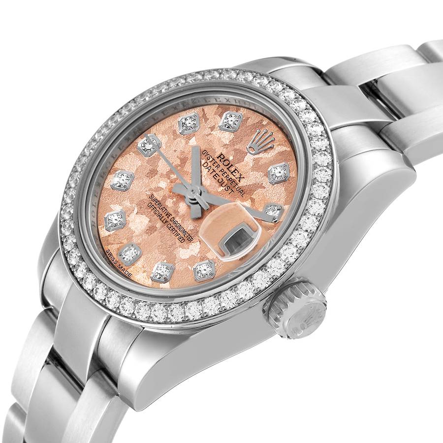 Rolex Datejust Steel Pink Gold Crystal Diamond Ladies Watch 179384