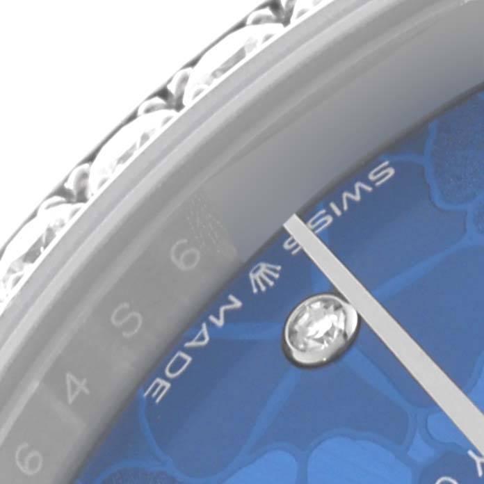 Rolex Datejust 31 Steel White Gold Blue Floral Dial Diamond Ladies Watch 278384