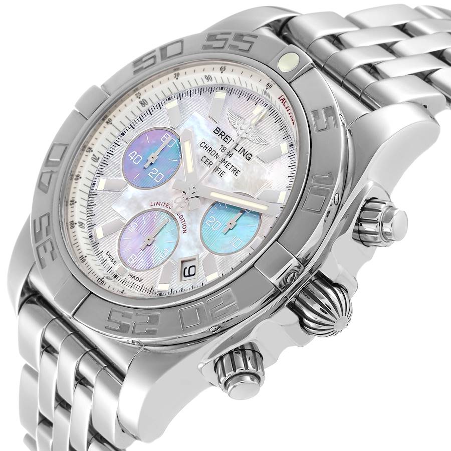 Breitling Chronomat 01 Blue Mother of Pearl Steel Mens Watch AB0110