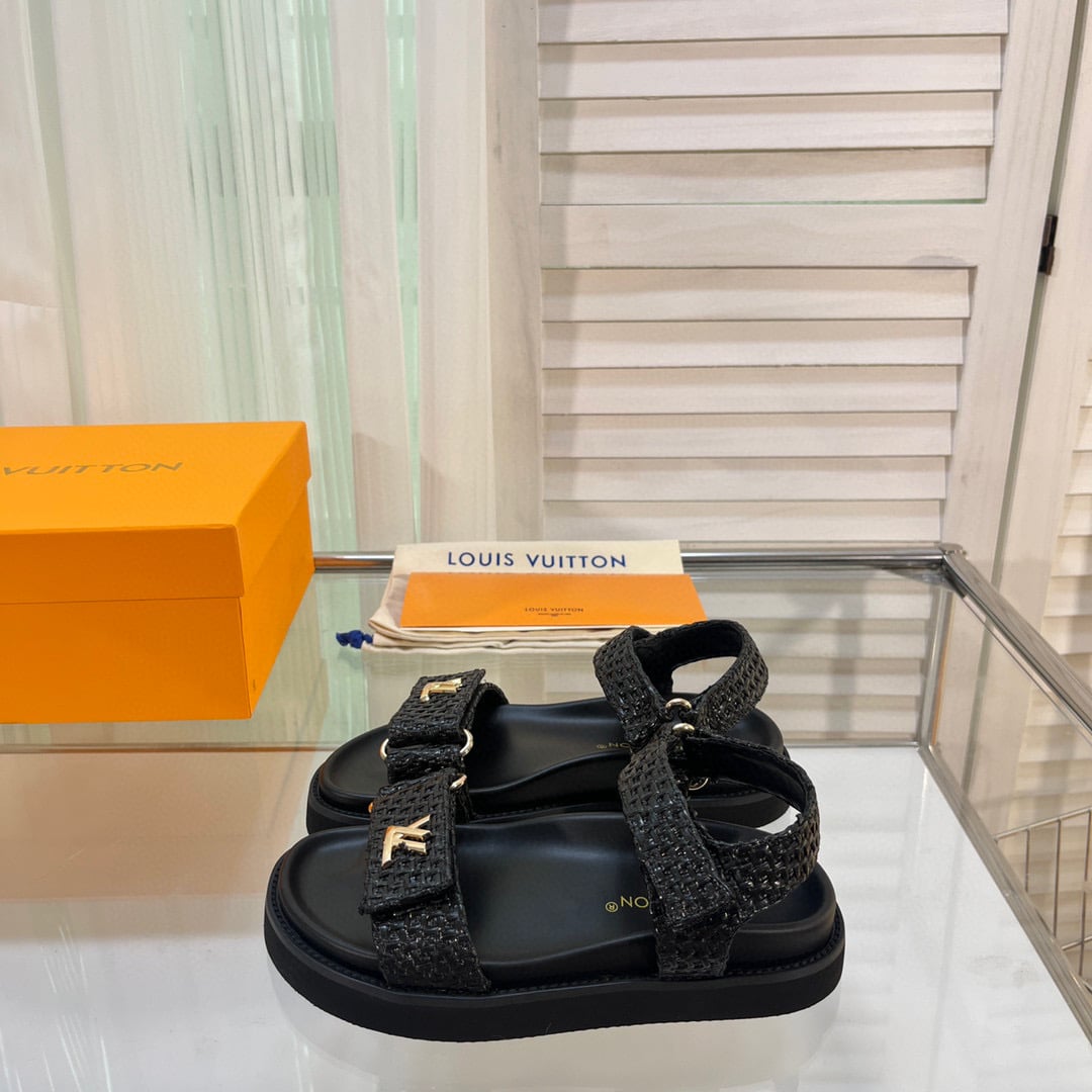 Louis Vuitton Sunset Flat Comfort Sandal Black 1Abhfz