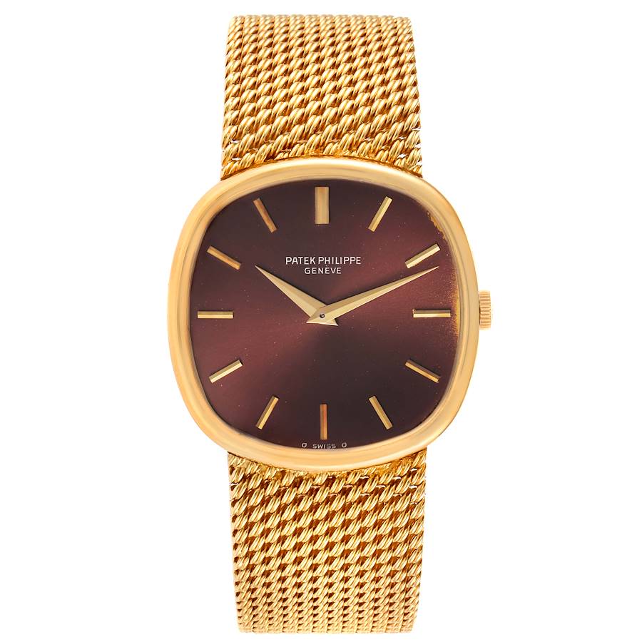 Patek Philippe Ellipse 18k Yellow Gold Reddish Brown Dial Watch 3844 Papers