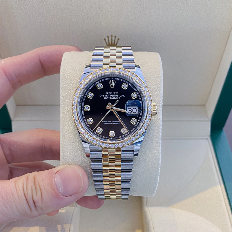 Datejust 36 Yellow Gold & Diamonds Black Diamond Dial Women's Watch M126283rbr-0007