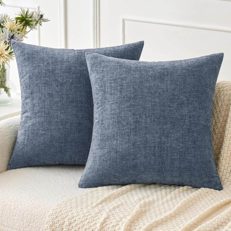 Soft Chenille Solid Dyed Pillow Covers (Pack of 2)