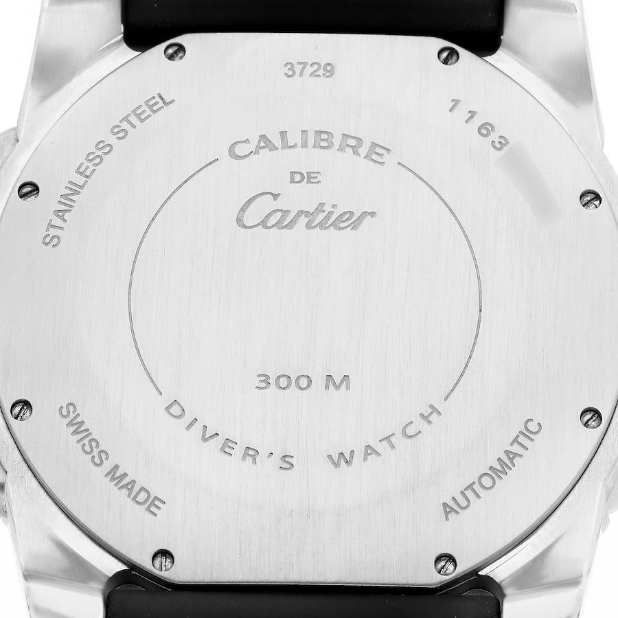 Cartier Calibre Diver Black Dial Rubber Strap Steel Mens Watch W7100056