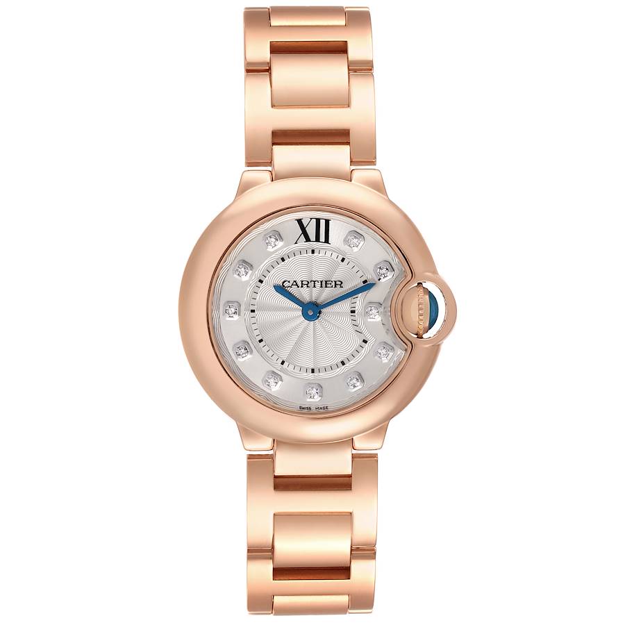 Cartier Ballon Bleu 28mm Rose Gold Diamond Dial Ladies Watch WE902025