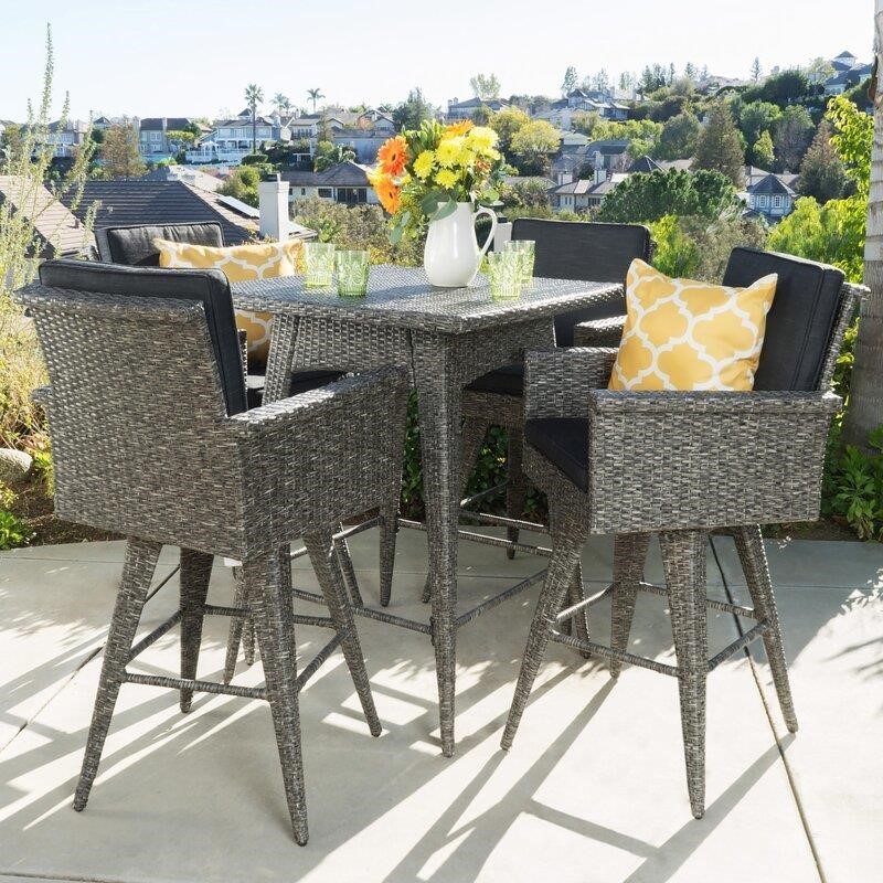 Billie-Anne Square 4 - Person 32.5'' Long Bar Height Dining Set with Cushions