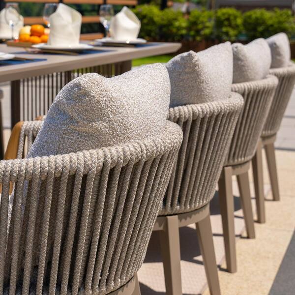 9-Piece Aluminum All-Weather Wicker Outdoor Dining Set with Cushion