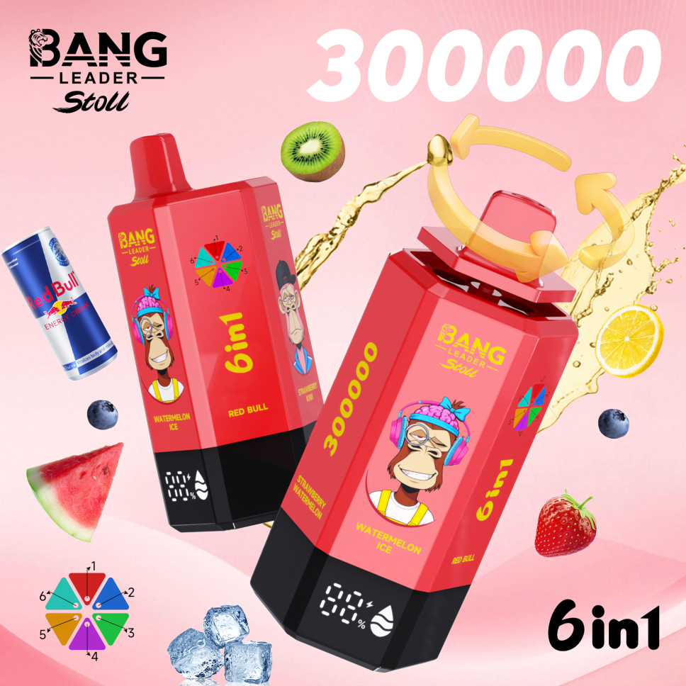 Bang Leader Stoll 300K Puffs 6-in-1 Prefilled Vape Device - 6 Flavours, Rechargeable, 650mAh