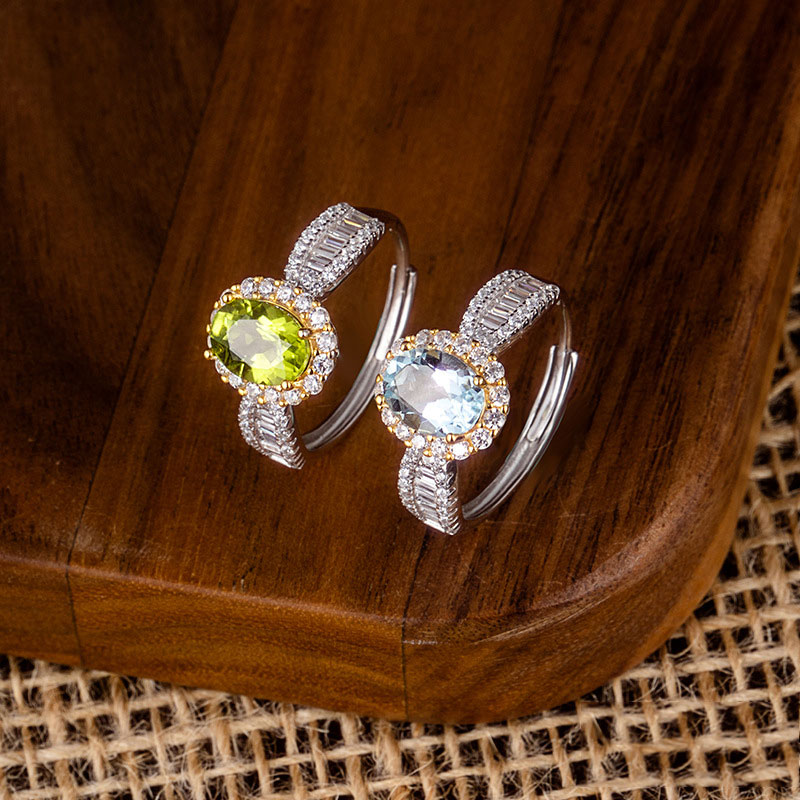 GemVibra S925 Silver Open Statement Ring with Multi-Gemstone Halo & Rhinestone Accents