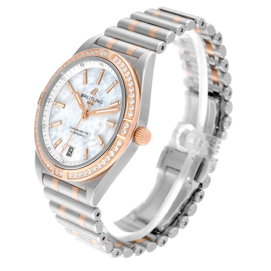 Breitling Chronomat 36 Mother Of Pearl Diamond Dial Steel Rose Gold Ladies Watch U10380