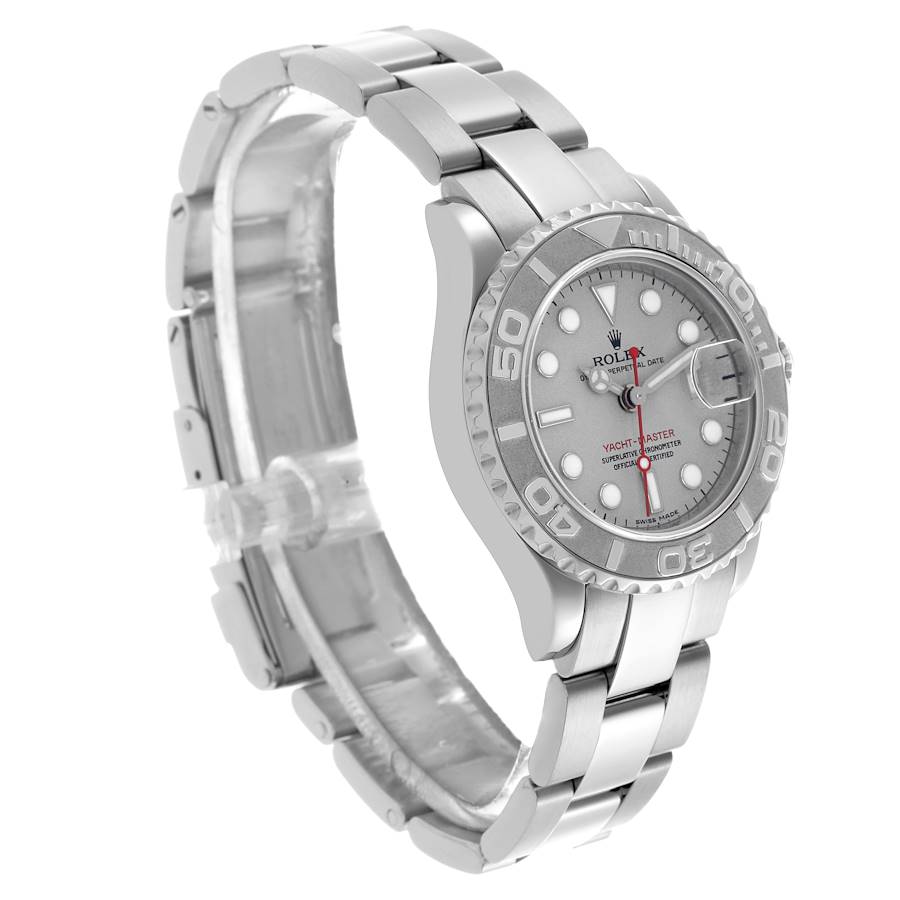 Rolex Yachtmaster 29 Steel Platinum Dial Bezel Ladies Watch 169622
