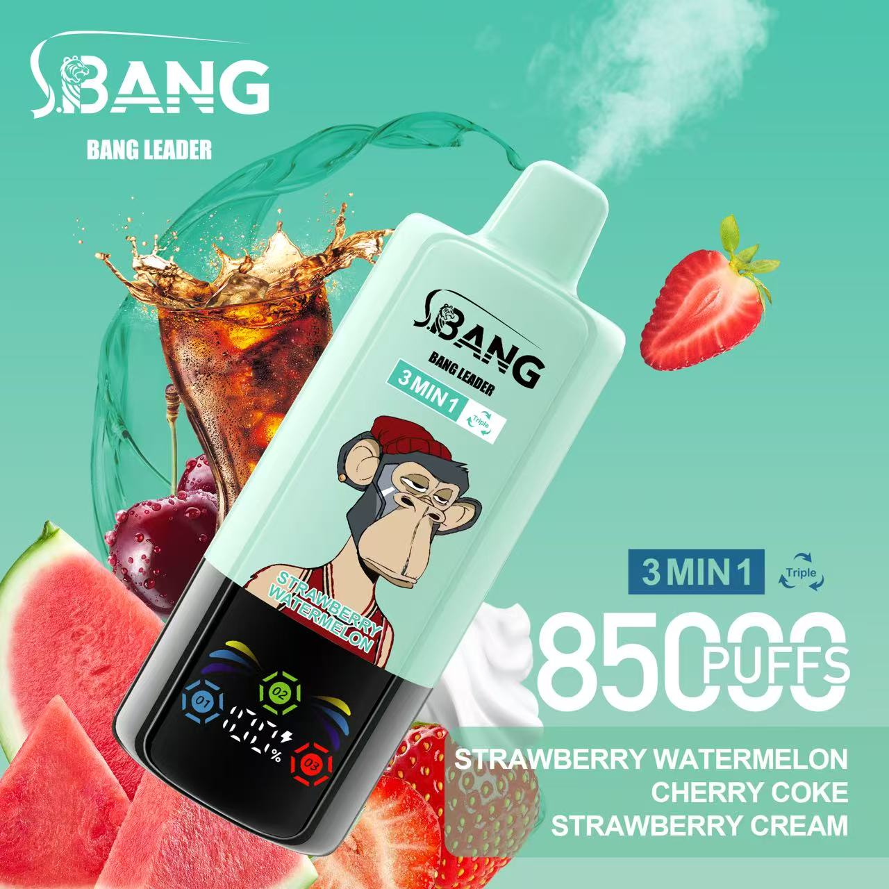 Bang Leader 85K Puffs 3-in-1 Prefilled Vape Device - 3 Flavours, Rechargeable, 850mAh