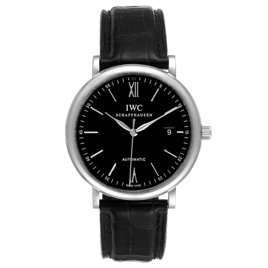 IWC Portofino Black Dial Automatic Steel Mens Watch IW356502