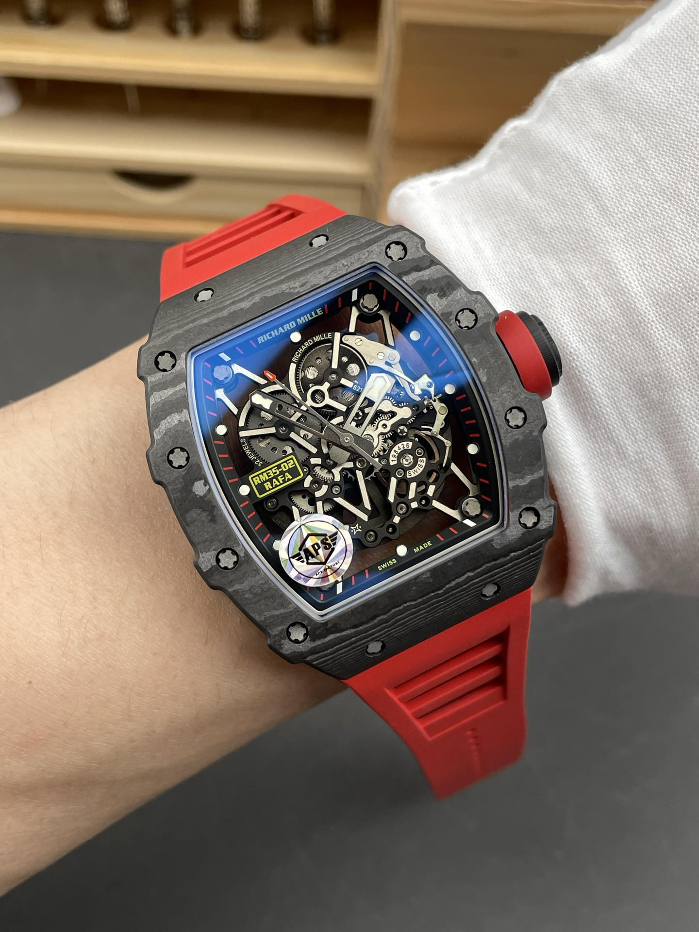 RM35-02 Carbon Fiber Red Bezel APS Factory