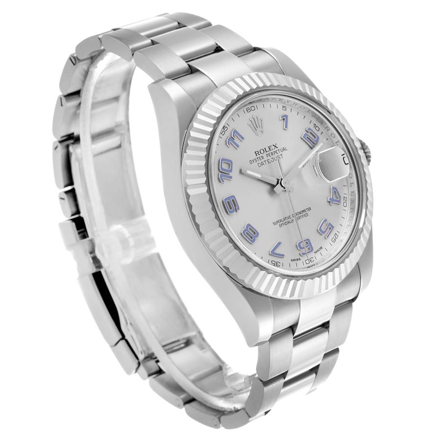 Rolex Datejust II 41 Steel White Gold Blue Numerals Mens Watch 116334