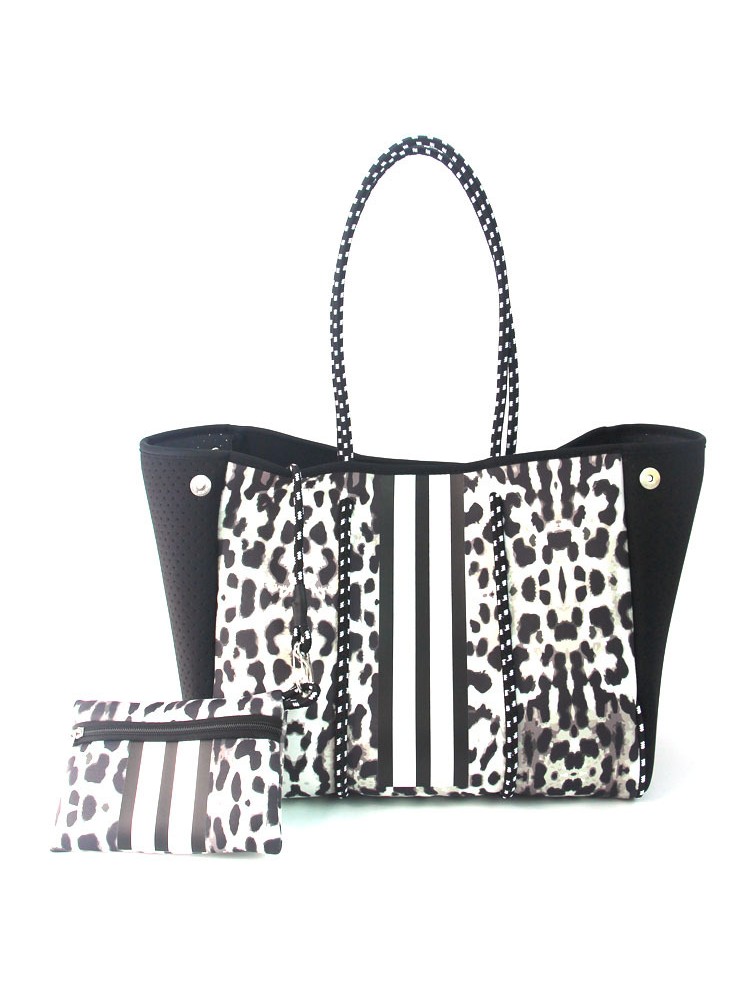 Colorblock Printed Scuba Fabric Beach Tote Bag