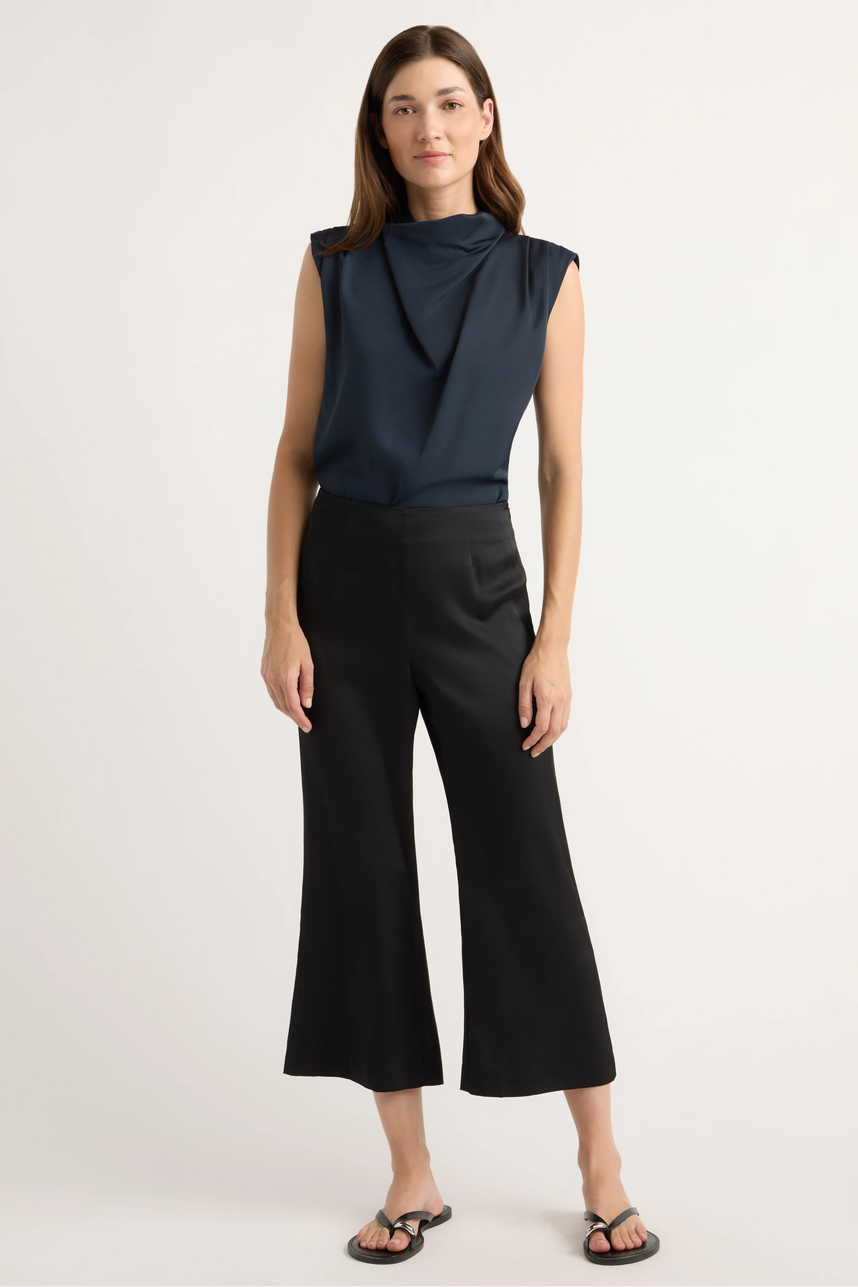 Priscilla Satin Kick-Flare Pant